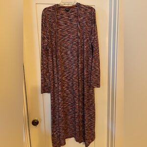 Burgundy/White/Black Long Wrap/Sweater